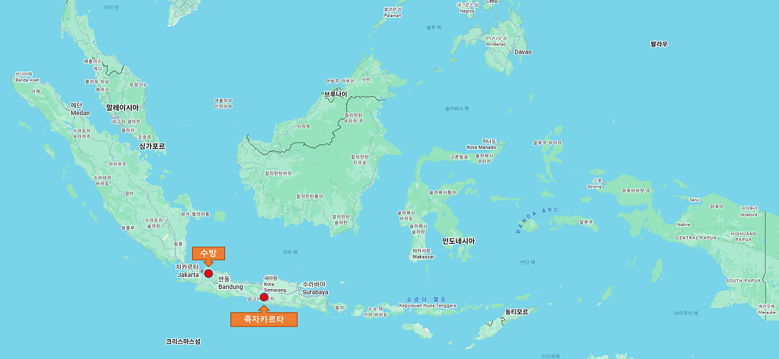 인도네시아 내 새마을시범마을 위치 지도